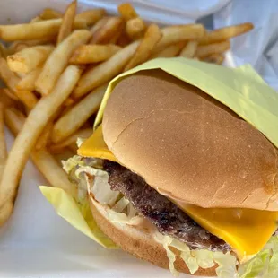 1/4 cheeseburger and small fries
