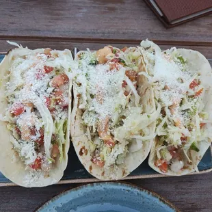 Shrimp tacos. Very good portion.