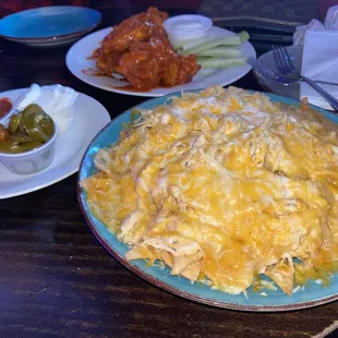 Chicken Nachos and Buffalo Wings