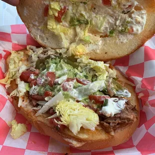 Inside the barbacoa torta