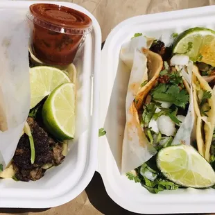 Carne Asada without onion and Al Pastor tacos