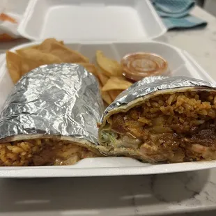 Chipotle Shrimp Burrito  There is sour cream and cheese in it as well