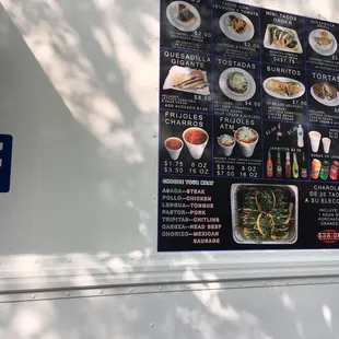a menu on a wall