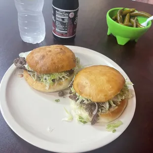 Delicious veal and burger, fresh homemade bun.