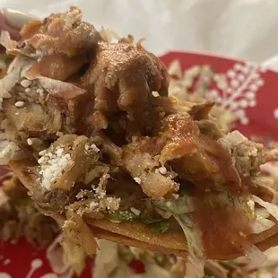 Ahhhh my Tacos de Papa top loaded with tender carnitas and that crack sauce Crispy perfect potato filled taco!!!