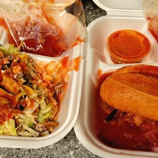 Torta ahogada &amp; tacos de papa... Bomb! Salsa is FIRE!