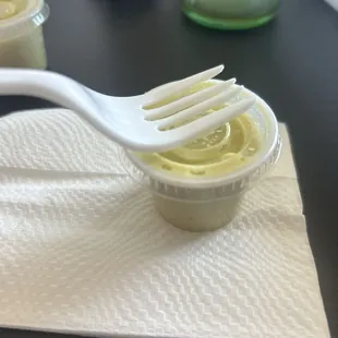 Their $1 portion of salsa lol placed this small fork on top for context