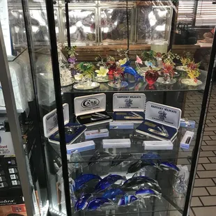 a display case full of motorbikes