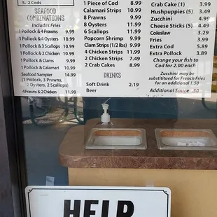 Menu and there looking for workers