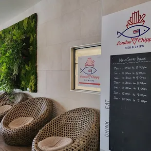 Seating area next to London Chippy. Very aesthetic! 5/21/2022