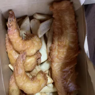 1 Pieces Fish, 4 Shrimps and Chips Combo
