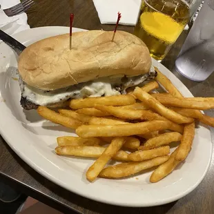 Philly cheesesteak and fries