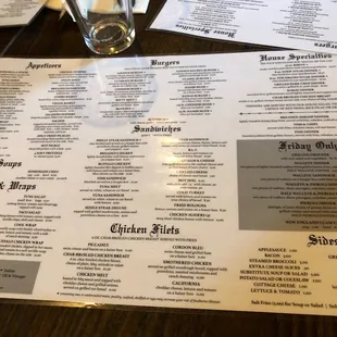 a menu on a table