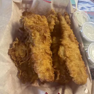 Fish hot and crispy and moist.