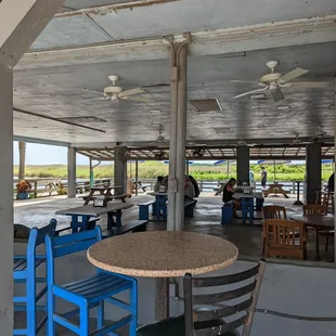 Comfortable outside seating or sit inside.