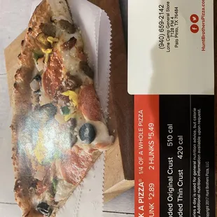 Back of pizza menu