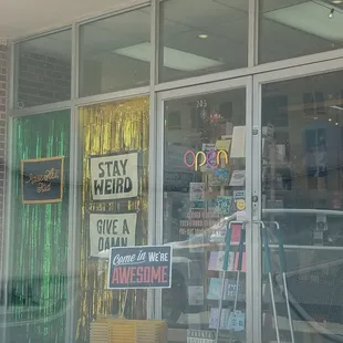 Front door. "Come in were AWESOME" - they're not wrong