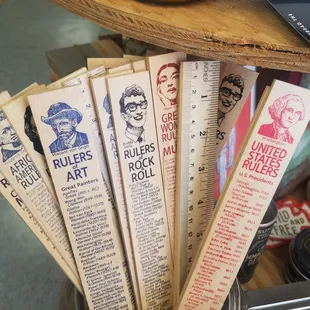 Assorted mens goods, rulers