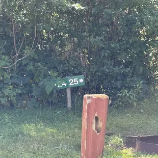Site number designation signs, showing how close sites are to one another.