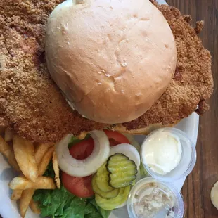 Enormously pork tenderloin sandwich was delicious! Handmade not frozen like some places.