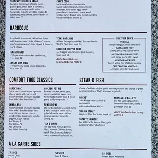 Back of menu