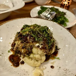 Vegan Cauliflower Steak -- fresh herbs