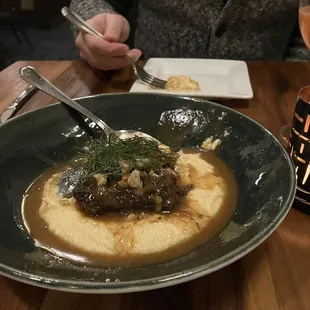 Braised beef cheeks, house-made giardiniera, and polenta. Couldn't wait to dig in before taking a photo. INCREDIBLE flavors.
