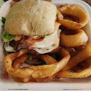 Turkey Avocado Sandwich with Onion Rings