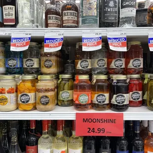 Wide moonshine selection.