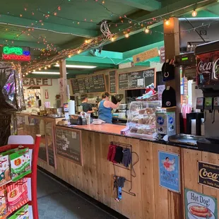 the inside of a restaurant