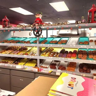 Donuts in their display