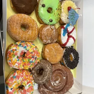 A dozen mixed donuts