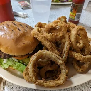 Best onion rings ever and the hamburger was really good too