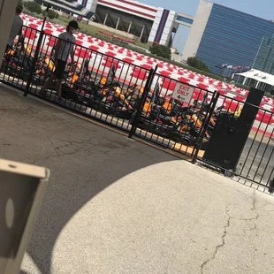 The karts ready, standing by.