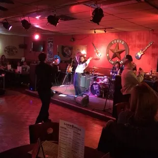 a band performing on stage