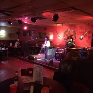 a band performing on stage