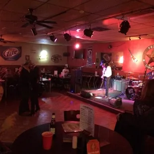 a band performing on stage