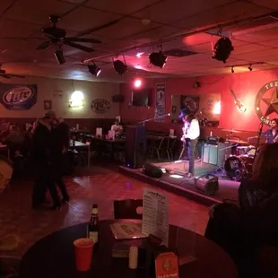 a band performing on stage