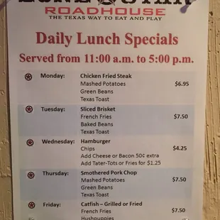 Daily lunch specials look pretty good.