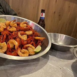 Fresh crawfish and shrimp.