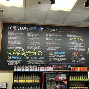 the menu of lone star taco