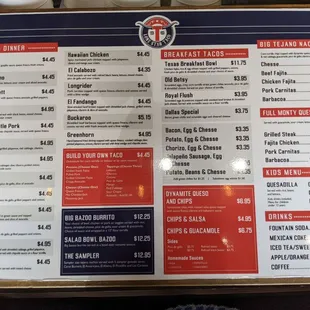 The menu