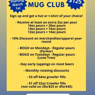Come on, PARKER, it's MUG CLUB sign up time!!!