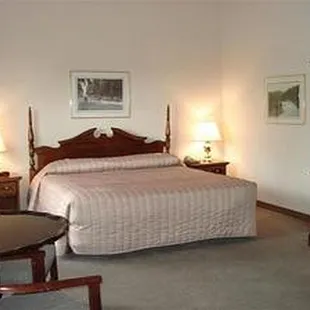 Each room is a nice mini-suite with a living room / workspace, plus a wet bar with a mini-fridge &amp; microwave.