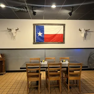 a lone star flag on the wall