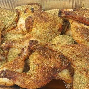 chicken wings in a foil container