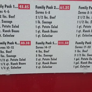 a menu on the side of a red truck