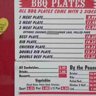 a menu for a bbq