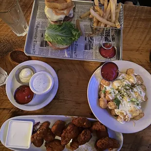 Long Acre Wings - Loaded Tater Tots - The Long Acre Burger