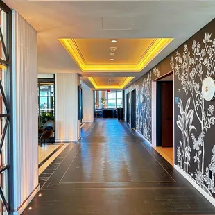 a view of a long hallway